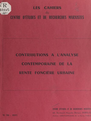 cover image of Contributions à l'analyse contemporaine de la rente foncière urbaine